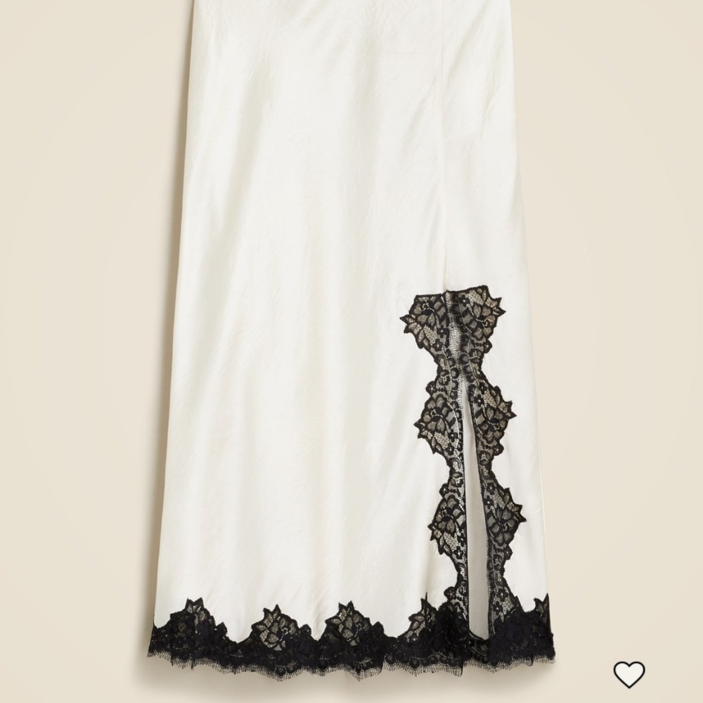 Gwyneth lace-trim slip skirt in textured satin